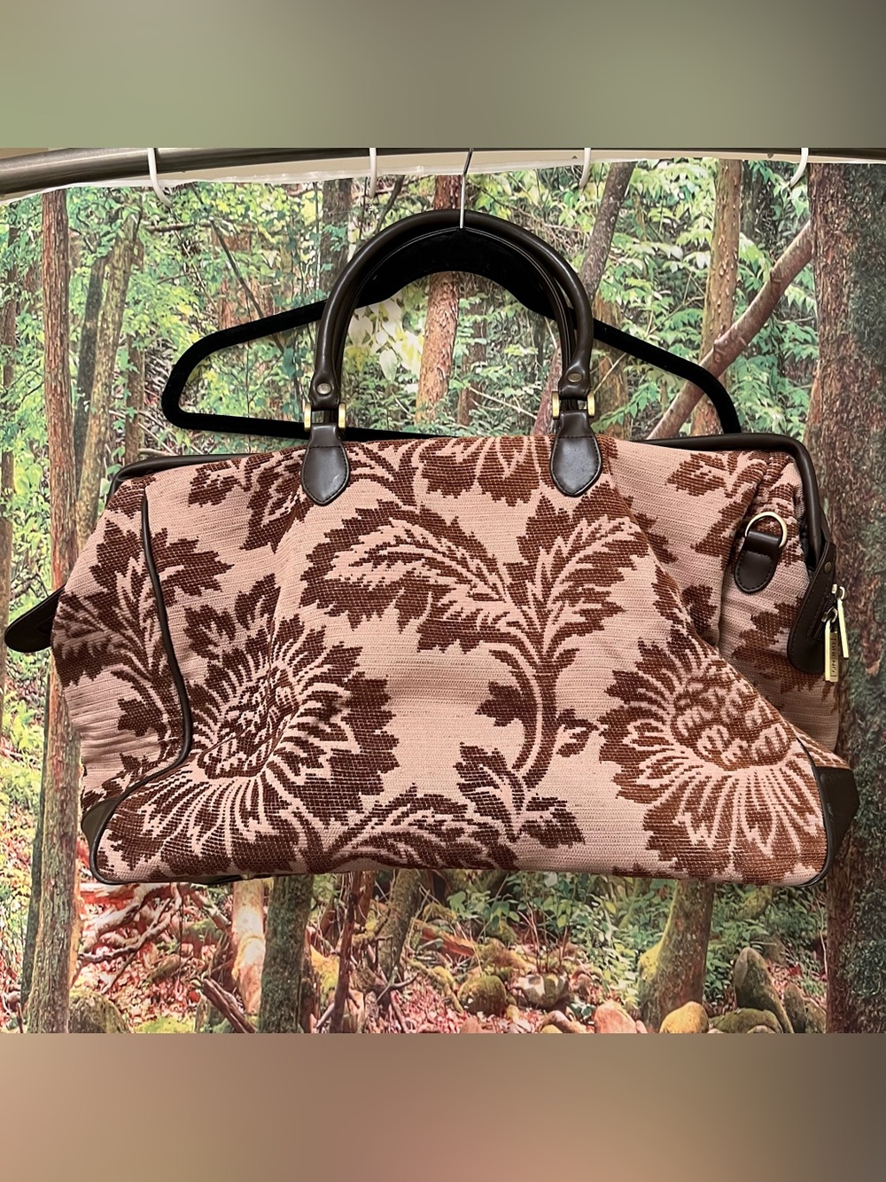 Vintage Bueno Tapestry Carpet Weekender Bag Floral flowers travel - Picture 2 of 13